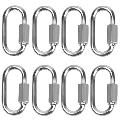 8 Stücke Karabiner Schraubverschluss Schnellverbindungs-Karabinerhaken, M4 Schraubkarabiner Edelstahl 304 Schraubverbinder Kettenglied Karabiner Schraubkarabiner von Yrlehoo