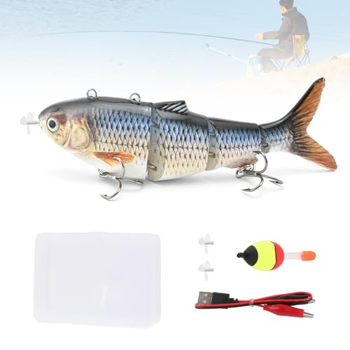 Roboter Angelköder, 13cm Hecht Köder, Mehrgelenkiger Elektrischer Schwimmköder mit Grünem LED-Licht, USB-Wiederaufladbarer Elektrischer Jerkbait Hecht, Hecht Köder Set Wobbler Stahlvorfach Hecht Roboter Angelköder, 13cm Hecht Köder, Mehrgelenkiger Elektrischer Schwimmköder mit Grünem LED-Licht, USB-Wiederaufladbarer Elektrischer Jerkbait Hecht, Hecht Köder Set Wobbler Stahlvorfach Hecht von Ysislybin