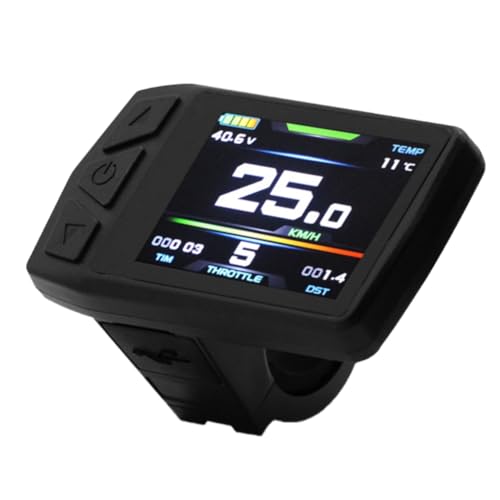 Yssevlon E-Bike-Display für KT TF01U 24 V 36 V 48 V, Intelligentes, Farbenfrohes LCD-Messgerät, Wasserdicht, SM-Anschluss, Elektrofahrrad-Messgerät von Yssevlon