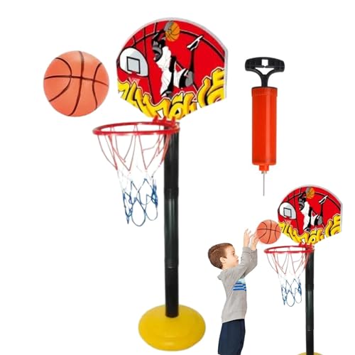 Kinder-Basketballkorb | Tragbarer Basketballständer | Höhenverstellbarer Basketballkorb | Tragbares Basketball-Trainingsset Mit Aufblasbarem Ball, Basketbällen Und Ständer Für Kinder von Ysvnlmjy