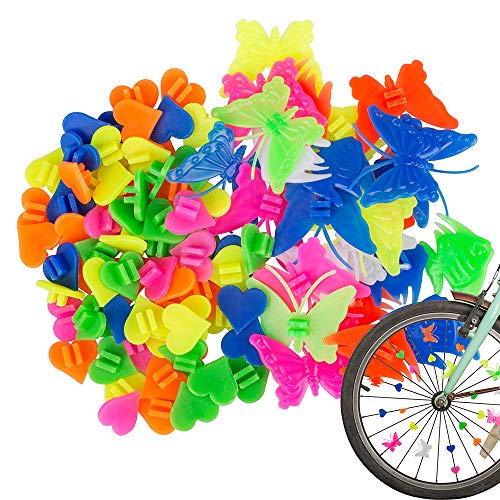 YuCool 183 Stück sortierte Farben Fahrradspeichen-Dekorationen, Fahrrad Kunststoff Clip Schmetterling Herz Rad Speichen Zubehör von YuCool