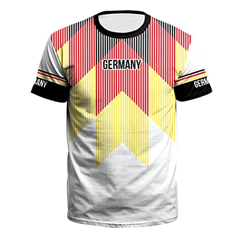 2022 Katar Fußball Weltmeisterschaft T-Shirt 3D Drucken Nationalflagge Kurzarm Rundhalsausschnitt Fanshirt Sport Casual Atmungsaktiv Trikots Shirt für Erwachsene und Kinder Deutschland 2# 2XL von YuanDiann