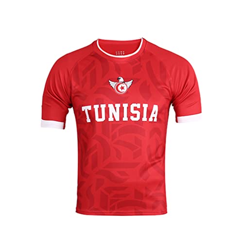 2022 Katar Fußball Weltmeisterschaft T-Shirt Kurzarm Rundhals Fanshirt Trainingsshirt Stretch Casual Atmungsaktiv Sport Shirt Bedrucken Fussballtrikot Tunesien XL von YuanDiann