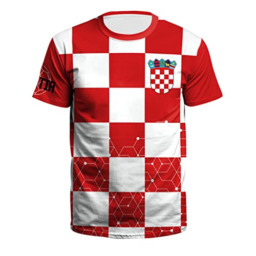 YuanDiann 2022 Katar Fußball Weltmeisterschaft T-Shirt Kurzarm Rundhals 3D Drucken Nationalflagge Fanshirt Sport Casual Atmungsaktiv Trikots Fussballshirts Herren und Damen Kroatien 4# 2XL YuanDiann 2022 Katar Fußball Weltmeisterschaft T-Shirt Kurzarm Rundhals 3D Drucken Nationalflagge Fanshirt Sport Casual Atmungsaktiv Trikots Fussballshirts Herren und Damen Kroatien 4# 2XL von YuanDiann