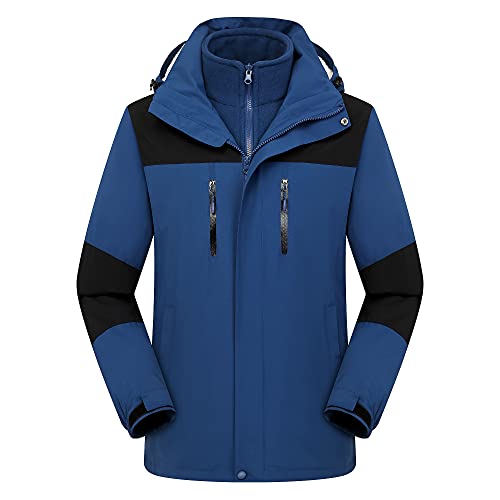 YuanDiann Herren Damen 3 In 1 Wanderjacke 2 Teiliges Set, Wasserdicht Winddichte Fleece Gefütterte Mantel mit Kapuze Abnehmbar Verdicken übergangsjacke Trekking Skijacke Herren Dunkelblau XXL YuanDiann Herren Damen 3 In 1 Wanderjacke 2 Teiliges Set, Wasserdicht Winddichte Fleece Gefütterte Mantel mit Kapuze Abnehmbar Verdicken übergangsjacke Trekking Skijacke Herren Dunkelblau XXL von YuanDiann