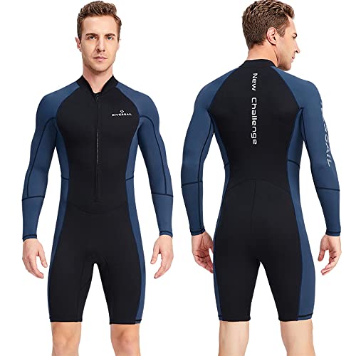 YuanDiann Herren Dünn Neoprenanzug Shorty, Kurzarm Stretch Sommer Schnorcheln Schwimmen Surfanzug,Sonnenbeständiges Dünnes Nylon an den Seiten, 1,5 mm Warm Neopren in der MitteDunkelblau 2XL YuanDiann Herren Dünn Neoprenanzug Shorty, Kurzarm Stretch Sommer Schnorcheln Schwimmen Surfanzug,Sonnenbeständiges Dünnes Nylon an den Seiten, 1,5 mm Warm Neopren in der MitteDunkelblau 2XL von YuanDiann