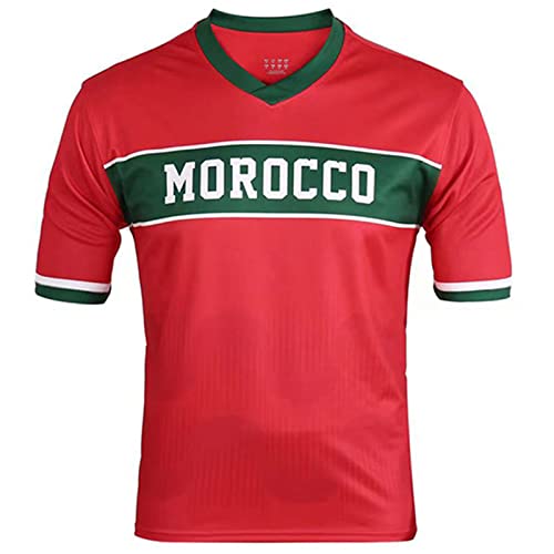YuanDiann Marokko Meister Katar Fußball Weltmeisterschaft Erinnerung T-Shirt Rundhals Kurzarm Fanshirt Sport Casual Atmungsaktiv Trikots Fussballshirts Herren und Damen L von YuanDiann