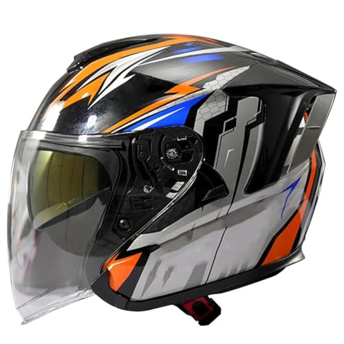 3/4 Motorrad Halbhelm Motorradhelm Roller-Helm DOT/ECE-Zugelassen Deutscher Stil Halbschale Helm Jethelm Mit Doppelvisier Chopper Helm Scooter Helm 13,XXL:60-61CM von YuanLiang