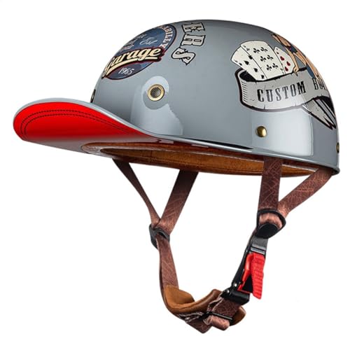Deutsche Motorrad Halbhelme Mit ECE Zulassung Jethelm Retro Chopper Helm Scooter-Helm Halbschalenhelm Baseball Cap Motorradhelm Für Männer Frauen Chopper Moped Roller-Helm 15,L:58-60CM Deutsche Motorrad Halbhelme Mit ECE Zulassung Jethelm Retro Chopper Helm Scooter-Helm Halbschalenhelm Baseball Cap Motorradhelm Für Männer Frauen Chopper Moped Roller-Helm 15,L:58-60CM von YuanLiang