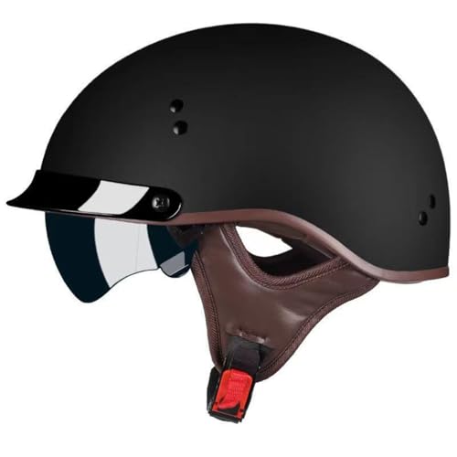 Halbhelme Motorradhelm Halbschalenhelm DOT/ECE Zulassung Brain-Cap Retro Jethelm Halbschale Roller-Helm Für Herren Damen Mit Visier Moped Scooter Offenem Helm 3,XXL:63-64CM von YuanLiang