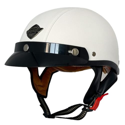 Halbschale Jethelm Brain-Cap DOT/ECE-Zulassung Adults Unisex Motorradhelm Offener Helm Mit Schutzbrille Retro Halbhelm Roller-Helm Für Cruiser Scooter Moped 3,M:57-58CM von YuanLiang