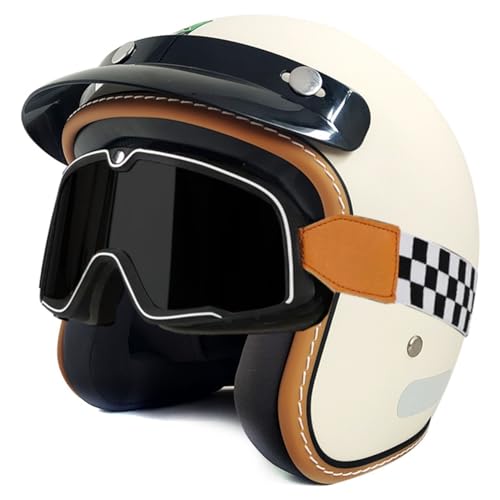 Halbschalenhelm Halbhelme Motorradhelm DOT/ECE-Zulassung Brain-Cap Motorrad Jethelm Roller-Helm Scooter-Helm Für Erwachsene Herren Damen Offener Helm 4,XL:61-62CM von YuanLiang