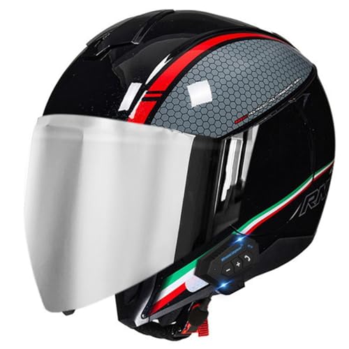 Halbschalenhelm Mit DOT/ECE Zugelassen Brain-Cap Halbschale Jethelm Roller-Helm Scooter-Helm Retro Half Helm Mit Built-In Visier Offener Helm Für Cruiser Chopper Biker Moped 12,XL:61-62CM von YuanLiang