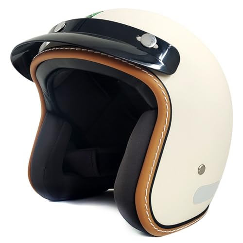 Halbschalenhelm Mit ECE Zulassungiber Brain-Cap Halbschale Jethelme Roller-Helm Scooter-Helm Mit Abnehmbare Krempe Retro Motorradhelm Offener Helm Für Herren Damen 4,L:59-60CM von YuanLiang