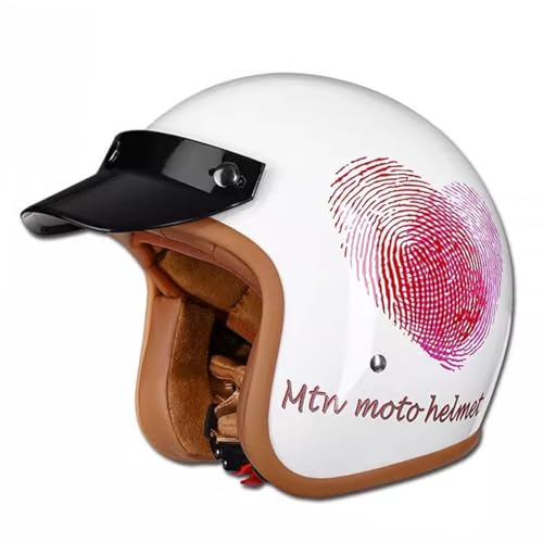 Jet-Helm Halbschalenhelm Retro Motorrad Halbhelme ECEDOT-Zulassung Halbschale Roller-Helm Cruiser Scooter Helm Motorradhelm Vintage Stil Jethelm Für Damen Und Herren 1,L:59-60CM von YuanLiang