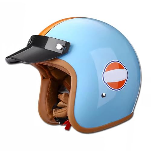 Jet-Helm Halbschalenhelm Retro Motorrad Halbhelme ECEDOT-Zulassung Halbschale Roller-Helm Cruiser Scooter Helm Motorradhelm Vintage Stil Jethelm Für Damen Und Herren 5,L:59-60CM von YuanLiang