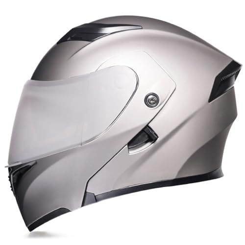 Klapphelm Motorradhelm Motorrad Helm Mit Doppelvisier Motocross Integrierter Helm ECE/DOT Zertifiziert Rollerhelm Erwachsene Flip Vollvisierhelm Schutzhelm Für Männer Und Frauen 7,L:59-60CM von YuanLiang