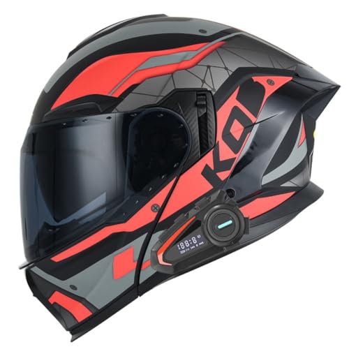 Modularer Motorradhelm Integralhelm Klapphelm Damen Herren Mit Doppelvisier Mopedhelm Racing Helm Roller Helm Sturzhelm DOT/ECE Zertifiziert Multifunktional Motocross Helm 17,L:59-60CM von YuanLiang