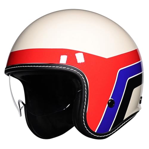 Motorrad Halbhelm Retro 3/4 Motorradhelm Halbschalenhelm ECE/DOT-Zulassung Rollerhelm Cruiser Chopper Herren Damen Jethelm Mit Sonnenblende Brain-Cap Offener Scooter-Helm 1,M:57-58CM von YuanLiang