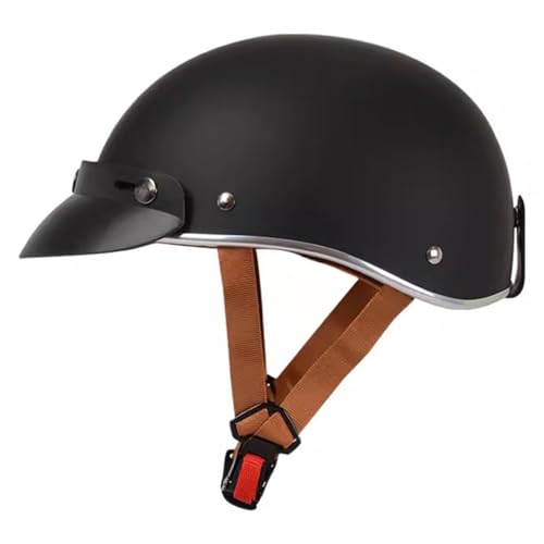 Motorradhelm Halbschalenhelm Halbhelme Retro Style Jethelme Schutzhelm DOT/ECE-Zulassung Brain-Cap Halbhelm Scooter Moped Helm Schutzhelm Mit Einstellbar Schnellverschluss-Gurt 6,S:55-56CM von YuanLiang