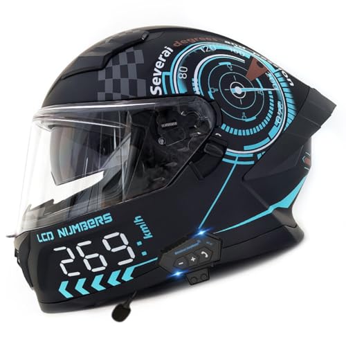 Motorradhelm Integralhelm DOT/ECE Zertifiziert Vollvisierhelm Rollerhelm Sturzhelm Mit Doppelvisier Multifunktional Motocross Helm Für Erwachsene Frauen Männer 10,L:59-60CM von YuanLiang