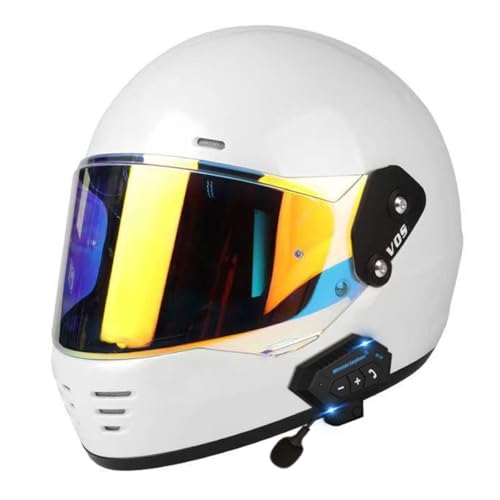 Motorradhelm Integralhelme Bluetooth Modularer Helm Mit Sonnenblende Vollvisierhelm Scooter-Helm Für Männer Frauen DOT/ECE Zertifiziert Mit Mikrofon Für Automatische Reaktion 6,XL:61-62CM von YuanLiang