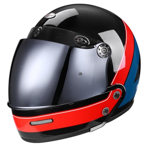 Motorradhelm Jethelm 3/4 Abnehmbarer Kombihelm DOT/ECE-Zertifizierung Lokomotive Halbschalenhelm Scooter Helm Rollerhelm Mit Visier Offenem Helm Für Herren Und Damen 24,M:57-58CM von YuanLiang