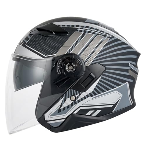 Motorradhelm Jethelm 3/4 Helm ECE/DOT Zertifizierung Retro Motorrad Halbhelme Rollerhelm Mit Doppeltes Visier Herren Damen Offener Helm for Bike Cruiser Moped Scooter 2,L:59-60CM von YuanLiang