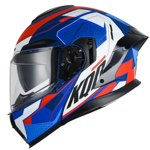 Motorradhelm Klapphelm Integralhelm Mit Doppelvisier Rollerhelm Sturzhelm Für Damen Herren Erwachsene DOT/ECE Zertifiziert Flip Vollvisierhelm Motocross Helm 10,M:57-58CM von YuanLiang