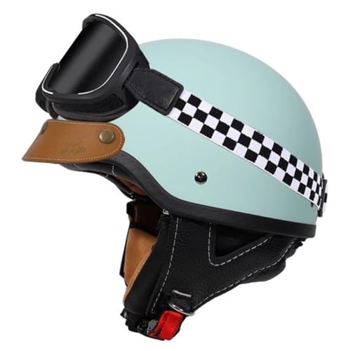 Motorradhelm Retro Halbhelm DOT/ECE Zertifizierung Jethelm Rollerhelm Sturzhelm Halbschalenhelm Mit Schutzbrille Offenem Helm Für Cruiser Moped Scooter Damen Und Herren 9,XL:61-62CM von YuanLiang