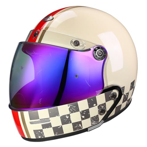 Retro Jethelm Motorradhelm Rollerhelm Mit Visier 3/4 Abnehmbarer Kombihelm Lokomotive Halbhelme DOT/ECE-Zertifizierung Halbschalenhelm Scooter Helm Für Herren Und Damen 1,XL:61-62CM von YuanLiang