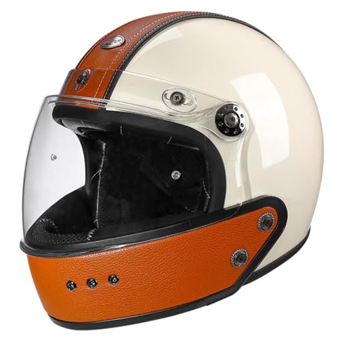 Retro Jethelm Motorradhelm Rollerhelm Mit Visier 3/4 Abnehmbarer Kombihelm Lokomotive Halbhelme DOT/ECE-Zertifizierung Halbschalenhelm Scooter Helm Für Herren Und Damen 16,XXL:63-64CM von YuanLiang