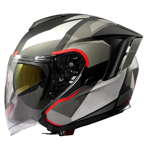 Retro Motorrad Halbhelme Motorradhelm DOT/ECE-Zertifizierung Jethelm Halbschalenhelm Für Herren Und Damen Mit Built-In Visier Offenem Helm Für Cruiser Biker Moped Scooter 3,M:54-56CM von YuanLiang