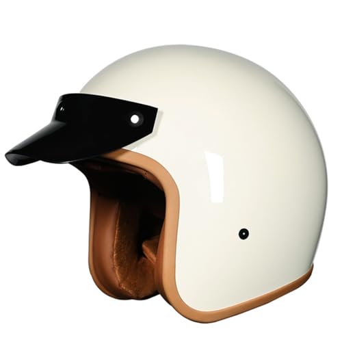 Retro Motorrad Halbhelme Motorradhelm Für Herren Damen DOT/ECE-Zertifizierung 3/4 Jethelm Halbschalenhelm Braincap Mit Abnehmbare Krempe Für Bike Cruiser Scooter Offenem Helm 5,L:59-60CM von YuanLiang