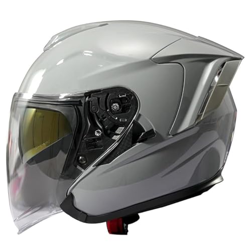 Retro Motorrad Halbhelme Motorradhelm Für Herren Und Damen DOT/ECE-Zertifizierung Jethelm Halbschalenhelm Braincap Mit Doppelvisier Moped Scooter Offenem Helm 2,M:54-56CM von YuanLiang