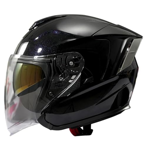 Retro Motorrad Halbhelme Motorradhelm Für Herren Und Damen DOT/ECE-Zertifizierung Jethelm Halbschalenhelm Braincap Mit Doppelvisier Moped Scooter Offenem Helm 3,XL:58-60CM von YuanLiang