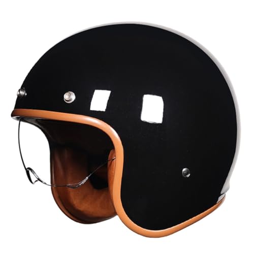 Retro Motorrad Halbhelme Motorradhelm Mit Sonnenblende Jethelm Halbschalenhelm Roller-Helm Für Herren Damen DOT/ECE-Zertifizierter Cruiser Scooter-Helm Offener Helm 4,L:59-60CM von YuanLiang