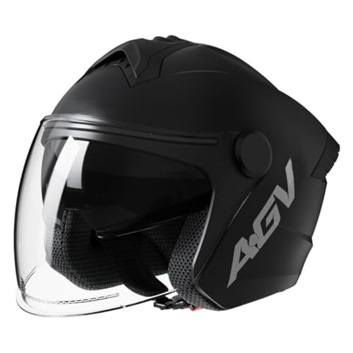 Retro Motorrad Motorradhelm Jethelm Mit Doppeltes Visier Mopedhelm Rollerhelm Im Deutschen Stil Offener Helm DOT/ECE Zertifizierung Halbschalenhelm Scooter-Helm 4,L:54-62CM von YuanLiang