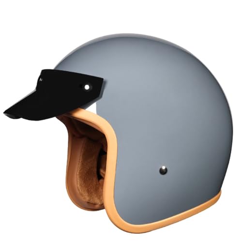 Retro Motorradhelm Jethelm Roller-Helm Deutscher Stil Halbschale Helm Herren Und Damen Mit Abnehmbare Krempe Motorrad Halbhelm Cruiser Chopper Scooter Helm DOT/ECE Zugelassen 5,XXL:63-64CM von YuanLiang