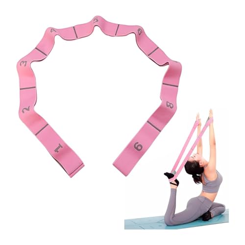 Yogagurt,Yoga Band,Gymnastik Dehnungsband,Stretching Band Mit 11 Ring,Beinstretcher Elastikband,Fitnessband Mit Schlaufen,Fitness Dehnbänder,für Pilates Resistance Schulterretter,Lange 125cm Rosa Yogagurt,Yoga Band,Gymnastik Dehnungsband,Stretching Band Mit 11 Ring,Beinstretcher Elastikband,Fitnessband Mit Schlaufen,Fitness Dehnbänder,für Pilates Resistance Schulterretter,Lange 125cm Rosa von YueJieSelected