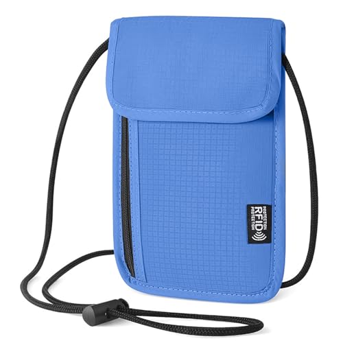 Brustbeutel Herren,Brustbeutel Damen Klein,Handy Organizer Umhängegeldbeutel Herren,Geldbeutel Zum Umhängen,RFID Reisegeldbeutel Diebstahlsicher,Reisepass Tasche für Travel,Diebstahlsichere (Hellblau) von YueJieSelected