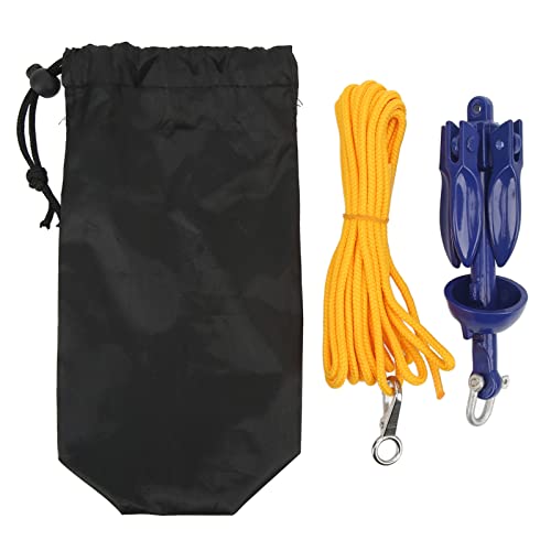 Yuecoom Marine-Anker, Kajak Anker Kit auch Blauer Aluminium-Faltbarer Boot-Kajak-Angel-Klappanker Mit Gelbem Seil Für Fischer, Kleine Boote, Kajaks von Yuecoom