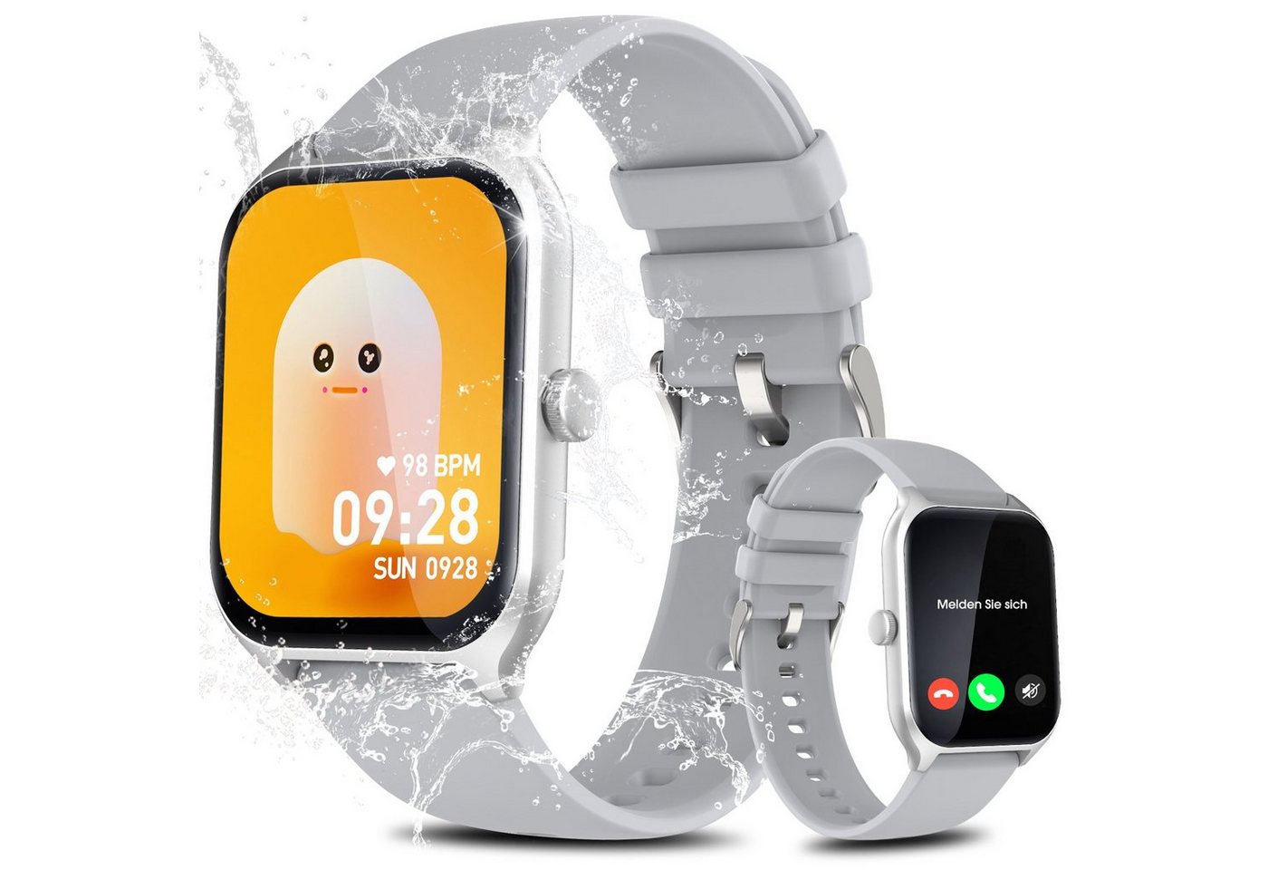 Yuede Smartwatch für Damen und Herren, Smartwatch (Quadratischer 1,96-Zoll-HD-Full-Touch-Farbdisplay Zoll) Fitness Tracker uhr mit Anruffunktion, Gesundheits-Uhren mit Blutsauerstoff, Blutdruckmessung, Herzfrequenz, Schlafqualität, Schrittzähler, AI Voice, Musiksteuerung und SNS-Benachrichtigung etc., IP67 Wasserdichte Sportuhr mit mehr als 100 Sportmodi, für Android IOS von Yuede