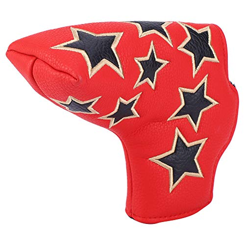 L Shaped PU Leather Star Embroidery semi Circular Plush Golfs Putting Head Cover Club Head Cover Accessories, Golfs Blade Putting Head Cover Golfs Putting Head Cover (red) von Yuezhongoo