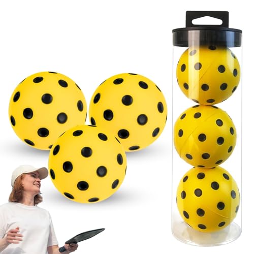 Yugugomo Leise Pickleball Bälle Aus Schaumstoff, 3er-Pack Weicher Geräuscharme Pickleball, Ideal für Ruhiges Üben im Innen und Außenbereich zu Hause von Yugugomo