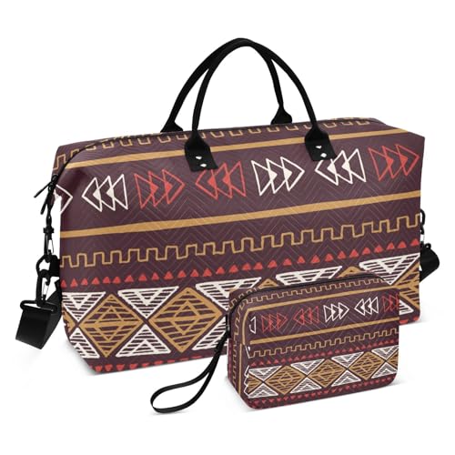 Reisetasche mit verstellbarem Riemen für Geschäftsreisen, 2-teiliges Set, Tribal Bohemian Braun, 2 Stück, Art-Deco, Tribal Bohemian Brown, 2er-Set, Art déco von Yuiboo