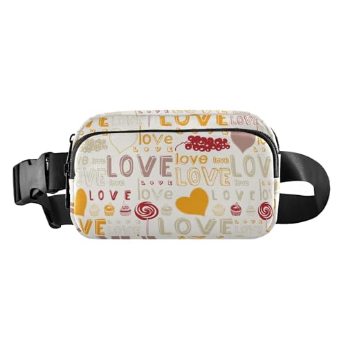 Stilvolle Hüfttasche Crossbody-tasche Frauen Männer Erwachsene Valentinstag Nette Orange Herzen Liebe Doodle Große Kapazität Reißverschluss Fanny Pack Sling Bag mit Verstellbarem Gürtel für Einkaufen von Yuiboo