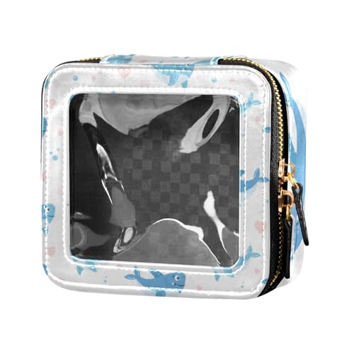 Yuiboo Animasl Make-up-Tasche für Geldbörse, transparent, niedlich, blau, Reise-Kosmetiktasche für Reisen, Animal Cute73, 5.1" x 4.7" x 2.2", Art Deco von Yuiboo