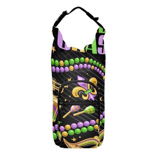 Yuiboo Flaschenträger Mardi Gras Lila Karneval Maske Perlen Musik Wasserflasche Träger für Walking 20/24/32/1,134.0 g Wasserflasche Halter Tasche von Yuiboo