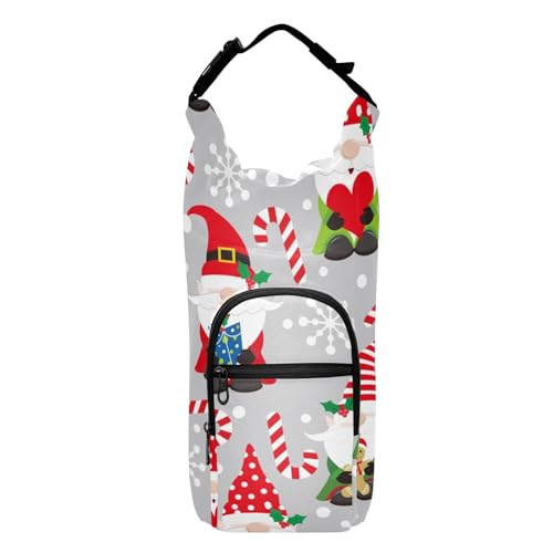 Yuiboo Kleine Tragetasche mit Wasserflaschenhalter, Weihnachtswichtel, Zuckerstange, isolierte Hülle, Cross-Body-Wasserflaschenhalter, passend für 590 ml, 680 ml, 907 ml, 1134 ml Flaschen von Yuiboo